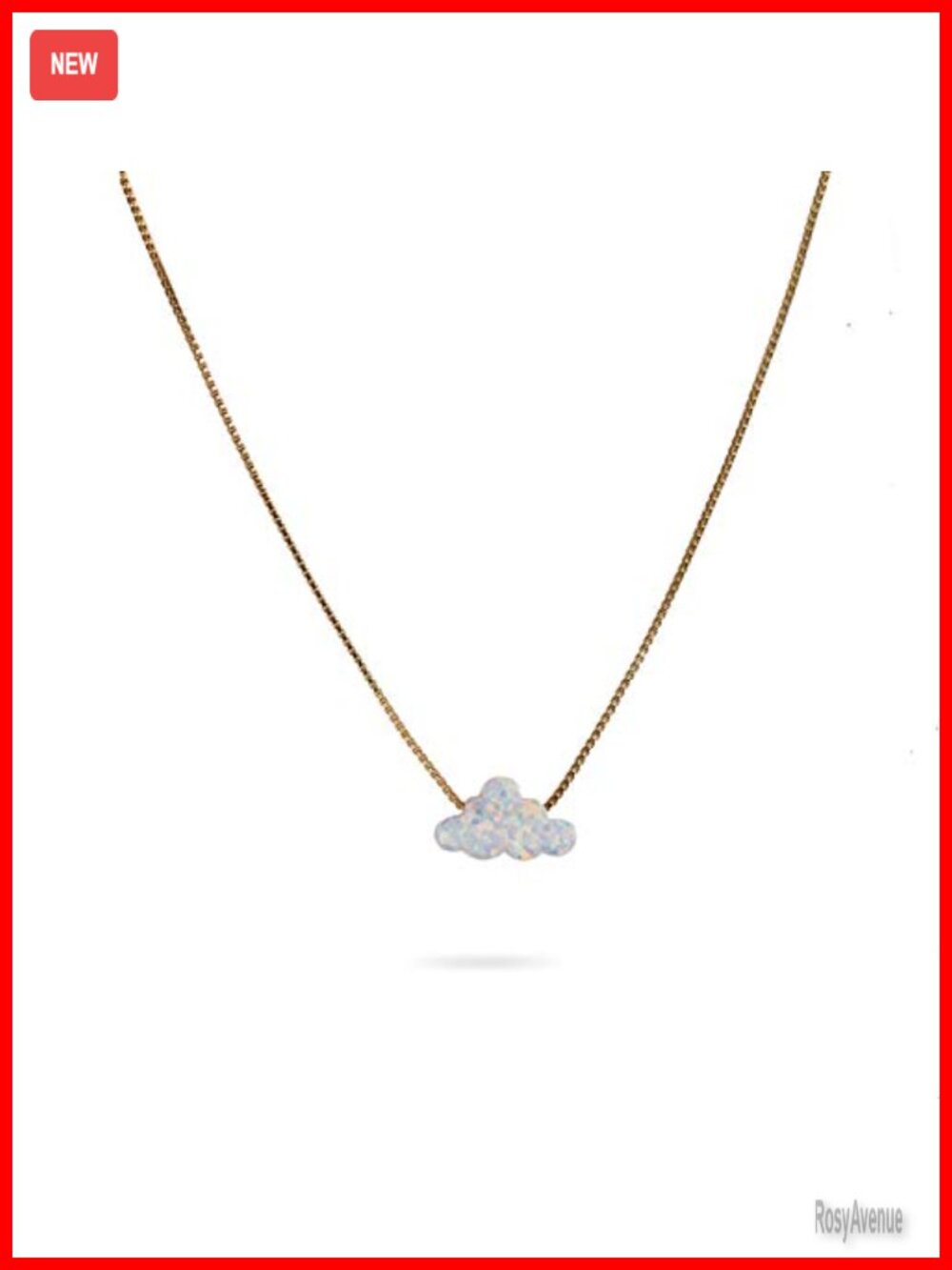 Gold Filled Cloud Opal Necklace 14in Box Chain Spring Ring Charm